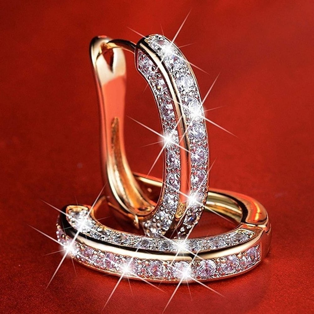 Creative Rhinestone Hoop Earrings - Picture 8 of 9